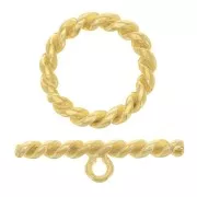 27mm Twisted T-clasp for bracelet or necklace - Fine Gold plated x1