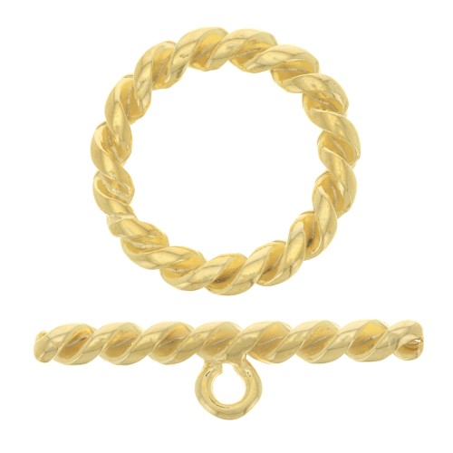 27mm Twisted T-clasp for bracelet or necklace - Fine Gold plated x1