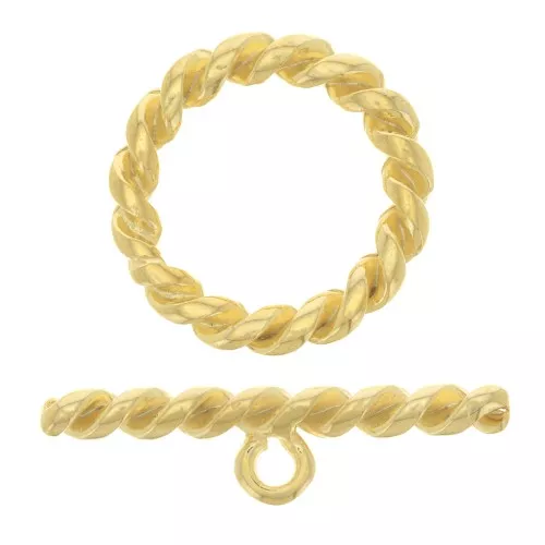 27mm Twisted T-clasp for bracelet or necklace - Fine Gold plated x1
