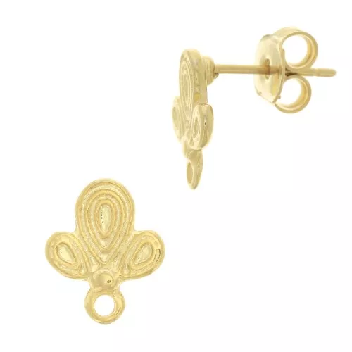 12x10mm Cactus earstuds with closed ring - Fine Gold Plated x2