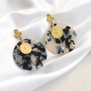 12x10mm Cactus earstuds with closed ring - Fine Gold Plated x2