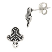 12x10mm Cactus earstuds with closed ring - Antique Silver Tone x2|raw }}