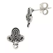 12x10mm Cactus earstuds with closed ring - Antique Silver Tone x2