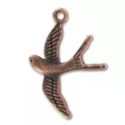 Bird Charm 30mm Old copper tone x1