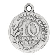 22x18mm 10 cents Coin Pendant - Antique Silver Tone x1