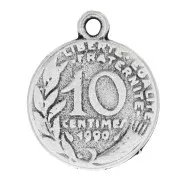 22x18mm 10 cents Coin Pendant - Antique Silver Tone x1