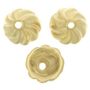 11mm striated bead Caps - Fine Gold plated x6|raw }}