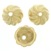 11mm striated bead Caps - Fine Gold plated x6