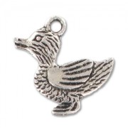Duck Charm 20mm Old silver tone x1
