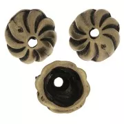 11mm Striated bead caps - Bronze Tone x6