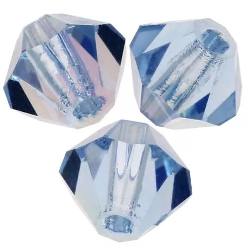 3mm Preciosa Crystal Bicones - MC Bead Rondell - Light Sapphire AB x30