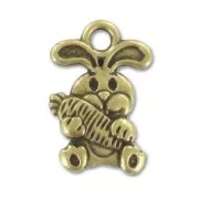 Rabbit Charm 15mm Bronze tone x1