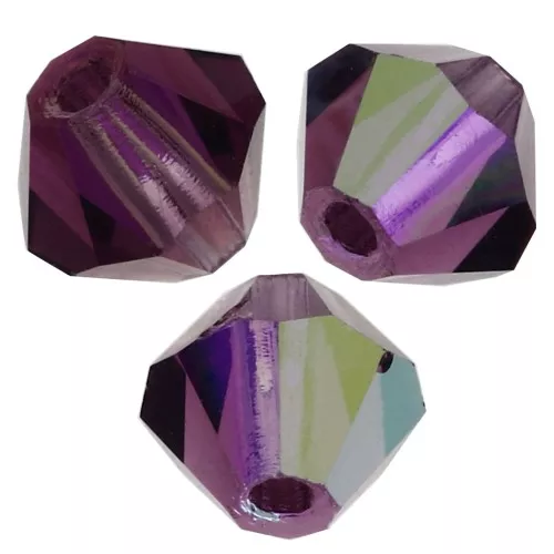 3mm Preciosa Crystal Bicones - MC Bead Rondell - Amethyst AB x30