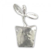 Flower pot Charm 25mm Silver tone x1|raw }}