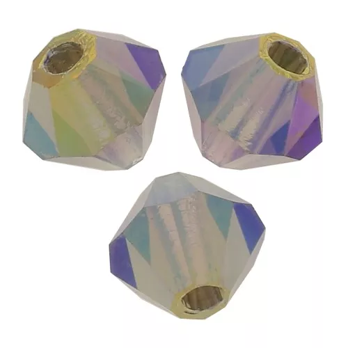 4mm Preciosa Crystal Bicones - MC Bead Rondell - Black Diamond AB 2x x30