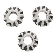 5x4mm Flattened Striated Round Beads - Antique Silver Tone x10|raw }}