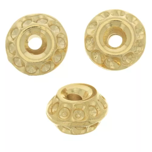 8x5mm worked Round beads - Fine Gold plated x5