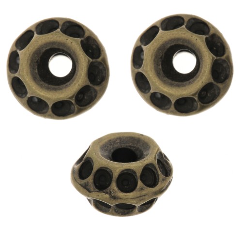 8x5mm worked Round beads - Bronze Tone x5