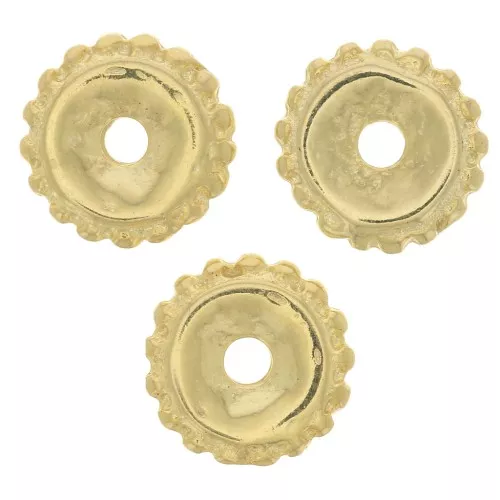 9mm Round beads with small balls - Fine Gold Plated x6