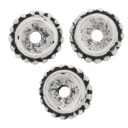 9mm Round beads with small balls - Antique Silver Tone x6