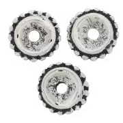 9mm Round beads with small balls - Antique Silver Tone x6