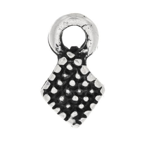 9x5mm Mini Rhombus Charms - Antique Silver Tone x6