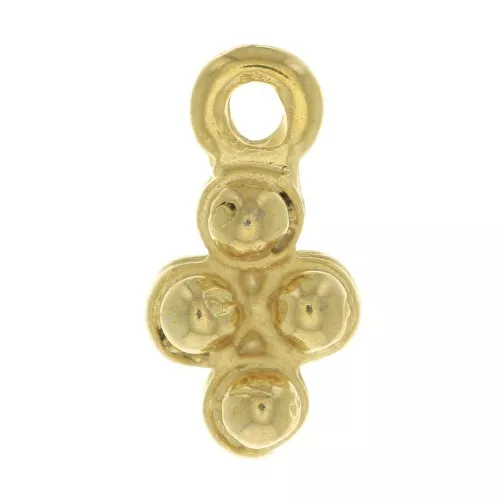 15x8mm Diamond charm with small ball - Fine Gold Tone x1