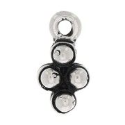 15x8mm Diamond charm with small ball - Antique Silver Tone x1