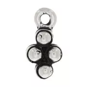 15x8mm Diamond charm with small ball - Antique Silver Tone x1