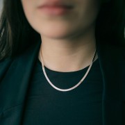 925 Sterling Silver Mirror mesh Choker 3.4 mm x43cm