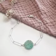 22x16mm 925 Sterling Silver Round Gemstone connector - Amethyst x1