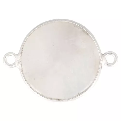 22x16mm 925 Sterling Silver Round Gemstone connector - Moonstone x1