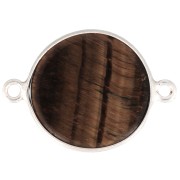 22x16mm 925 Sterling Silver Round Gemstone connector - Tiger Eye x1|raw }}