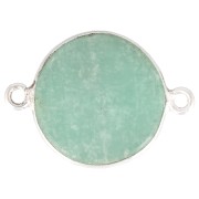22x16mm 925 Sterling Silver Round Gemstone connector - Amazonite x1|raw }}