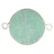 22x16mm 925 Sterling Silver Round Gemstone connector - Amazonite x1