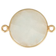 22x16mm 925 St. Silver Round Gemstone connector - Moonstone - Fine Gold Plated x1|raw }}