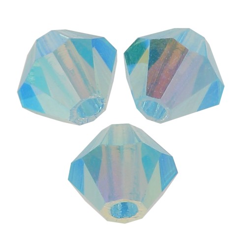 4mm Preciosa Crystal Bicones - MC Bead Rondell - Aqua Bohemica AB 2x x30