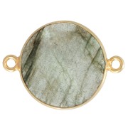 22x16mm 925 St. Silver Round Gemstone connector - Labradorite - Fine Gold Platedx1