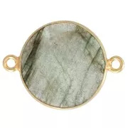 22x16mm 925 St. Silver Round Gemstone connector - Labradorite - Fine Gold Platedx1