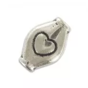 Flat olives 11x7mm Old silver tone x5