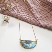 33x19mm 925 Sterling Silver Gemstone connector - Labradorite x1