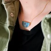 33x19mm 925 Sterling Silver Gemstone connector - Labradorite x1