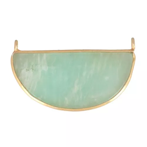 33x19mm 925 Sterling Silver Gemstone connector - Amazonite - Fine Gold Plated x1