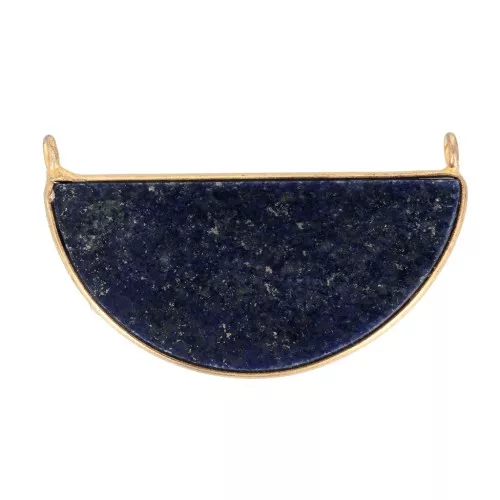 33x19mm 925 St. Silver Gemstone connector - Lapis lazuli - Fine Gold Plated x1