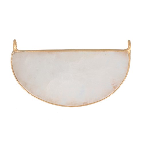 33x19mm 925 Sterling Silver Gemstone connector - Moonstone - Fine Gold Plated x1