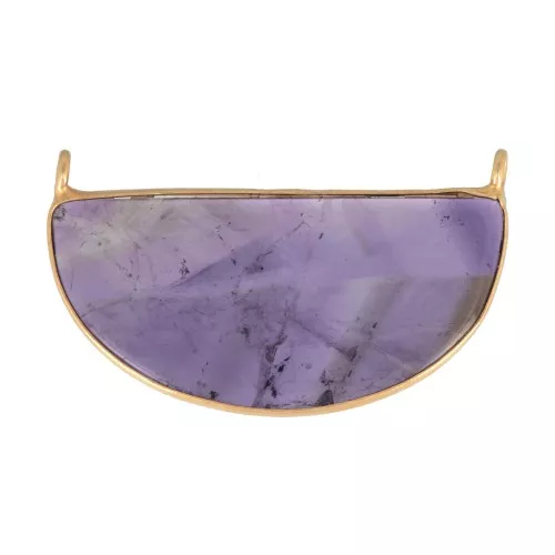 33x19mm 925 Sterling Silver Gemstone connector - Amethyst - Fine Gold Plated x1