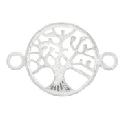 14mm 925 Sterling Silver Round connector - tree of life x1|raw }}