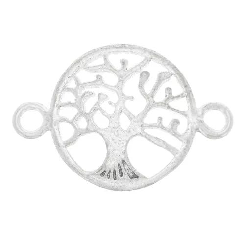 14mm 925 Sterling Silver Round connector - tree of life x1