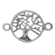 14mm 925 Sterling Silver Round connector - tree of life - oxidized x1