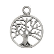 18x14mm 925 Sterling Silver Round pendant - tree of life motif - Oxidised x1|raw }}